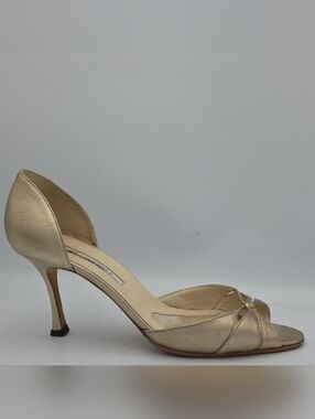 BRIAN ATWOOD Gold d'Orsay Open Toe Heels, Size 39